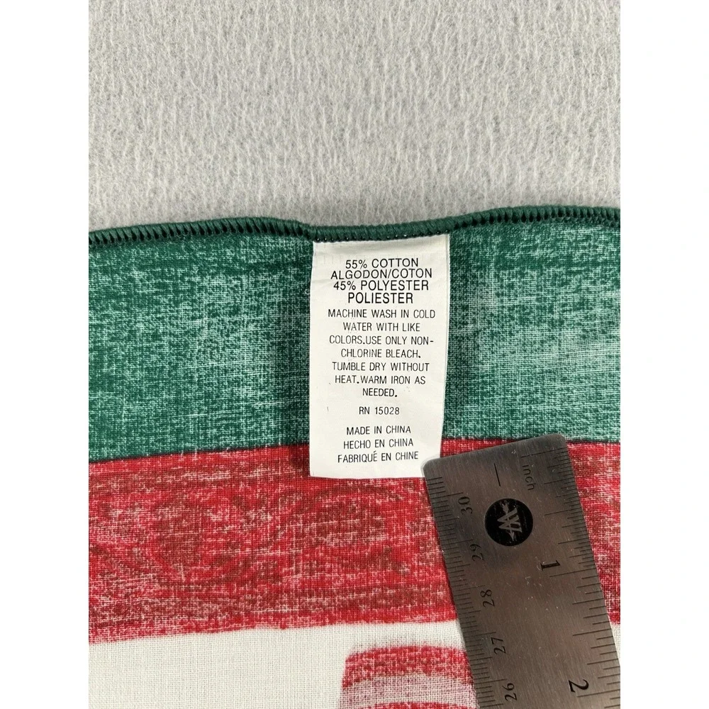 Vintage Christmas Tree Round Tablecloth Cotton Blend 58